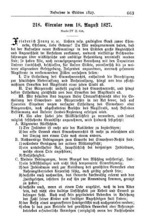 218. Circular vom 18. August 1827.