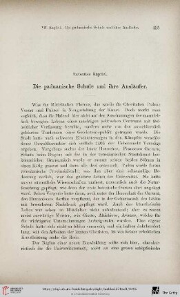Siebentes Kapitel: Die paduanische Schule und ihre Ausläufer