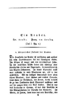 ¬Ein¬ Araber : Lat. Arabs ; Franz. un Arabe ; Taf. I, Fig. I