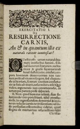 Exercitatio I. De Resurrectione Carnis, [...]