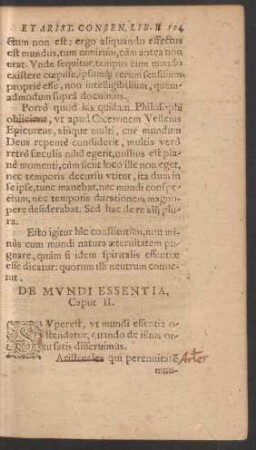 De Mundi Essentia, Caput II.