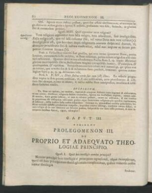 Caput III. Exhibens Prolegomenon III. De Proprio Et Adaequato Theologiae Principio
