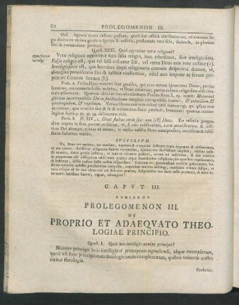 Caput III. Exhibens Prolegomenon III. De Proprio Et Adaequato Theologiae Principio