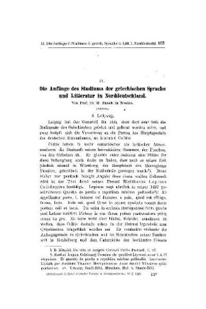 Die Anfänge des Studiums der griechischen Sprache und Litteratur in Norddeutschland : (Schluß)