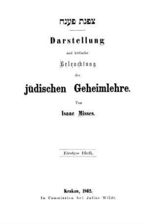 In: Darstellung und kritische Beleuchtung der jüdischen Geheimlehre ; Band 1