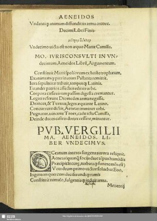 Pub. Vergilii Ma. Aeneidos. Liber Uncecimus