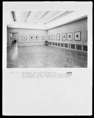 Ausstellung "Vom Subjekt zur Sache"; 20. Oktober bis 24. November 1974