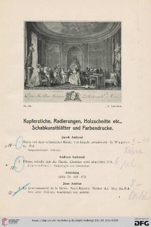 Kupferstiche, Radierungen, Holzschnitte etc., Schabkunstblätter und Farbendrucke (Nr. 1-638)