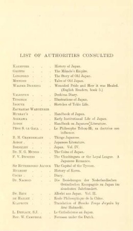 List of authorities consulted