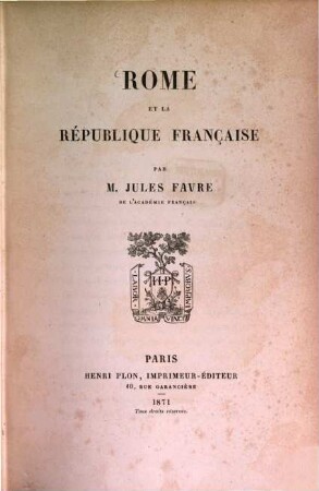 Rome et la République Française