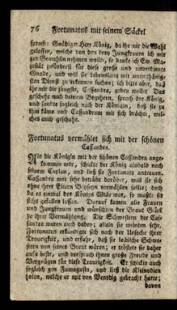 Fortunatus vermählet sich mit der schönen Cassandra.