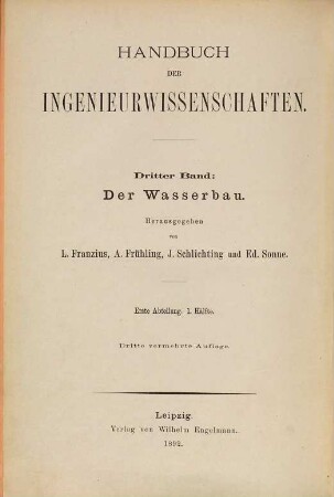 Der Wasserbau, 1,1. Voruntersuchungen, Binnengewässer, Stauwerke