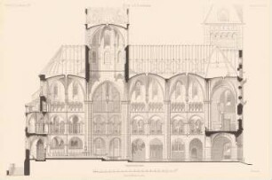 Limburger Dom: Längsschnitt (aus: Atlas zur Zeitschrift für Bauwesen, hrsg. v. G. Erbkam, Jg. 24, 1874)