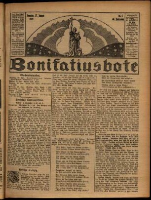 Erste Ausgabe vom Sonntag, den 27. Januar 1929.