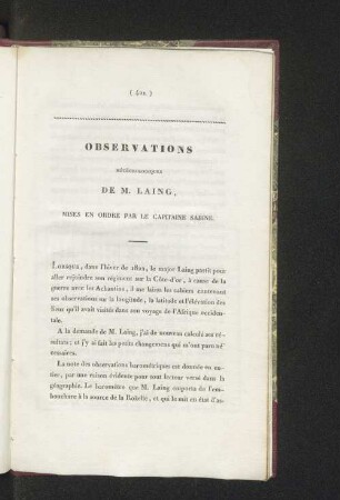 Observations Météorologiques de M. Laing