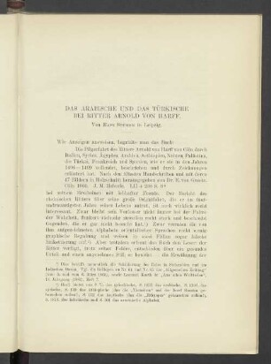 Das Arabische Und Das Türkische Bei Ritter Arnold Von Harff