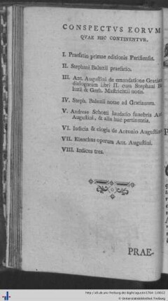 Conspectus eorum, quae hic continentur.