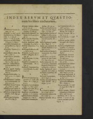 Index rerum et quaestionum