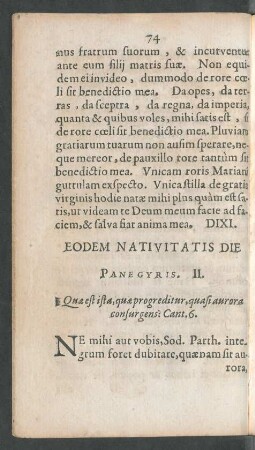 Eodem Nativitatis Die Panegyris II