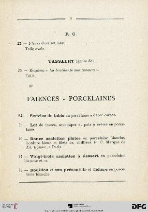 Faiences - Porcelaines (Nr. 24-59)