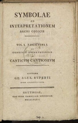 1,1: Symbolae Ad Interpretationem Sacri Codicis