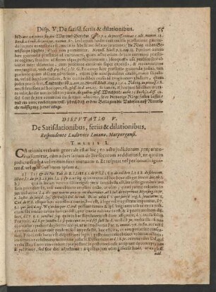 Disputatio V. De Satisdationibus, feriis & dilationibus