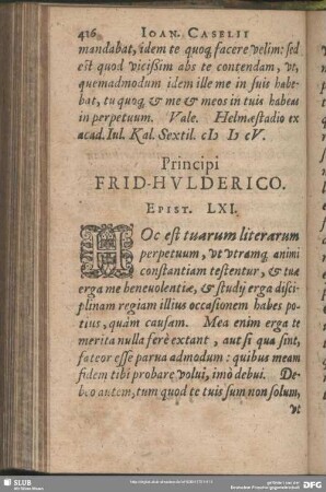 Principi Frid. Hulderico. Epist. LXI.