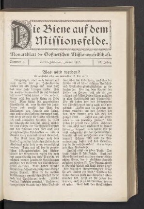 Nummer 1. Berlin-Friedenau, Januar 1915. 82. Jahrg
