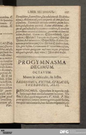 Progymnasma Decimum. Octavum. Mores in cubiculo, in lecto.