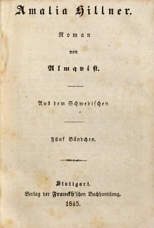 Amalia Hillner : Roman ; aus dem Schwedischen