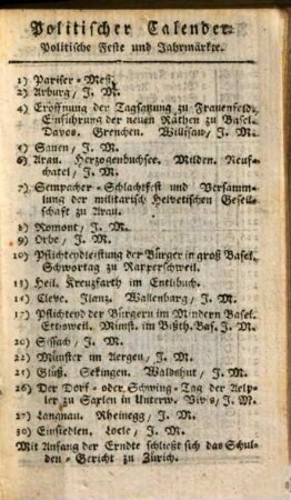 Helvetischer Calender. 1791, 1791