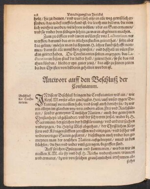 Antwort auff den Beschluß der Confutanten.