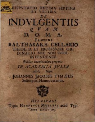 De indulgentiis