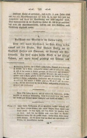 1. Aufstand der Marschen im Jahre 1472.