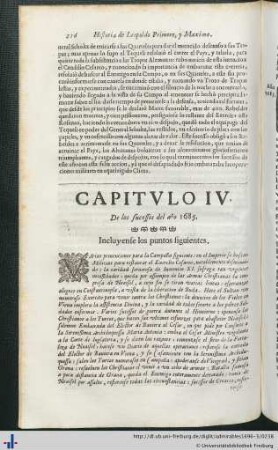 Capitulo IV. De los sucessos del año 1685.