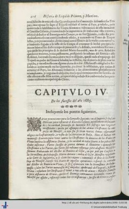Capitulo IV. De los sucessos del año 1685.