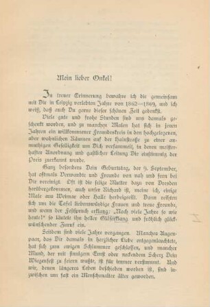 Mein lieber Onkel!