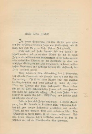 Mein lieber Onkel!