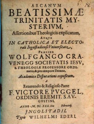 Arcanvm Beatissimae Trinitatis Mysterivm