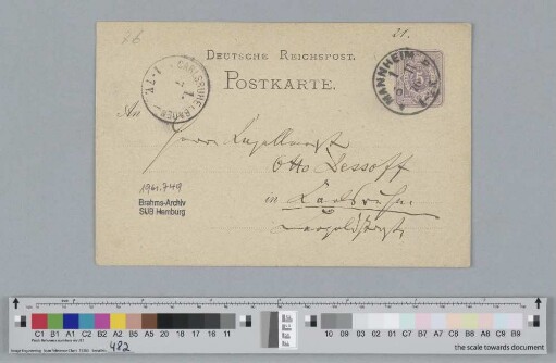 Postkarte an Otto Dessoff