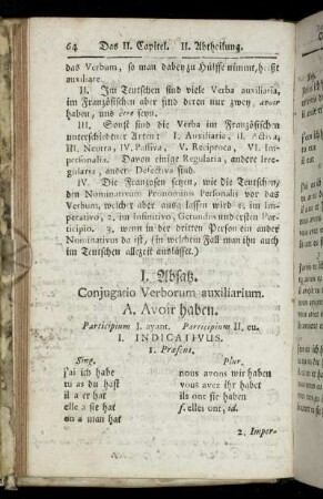 I. Absatz. Conjugatio Verborum auxiliarium.