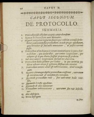Caput Secundum. De Protocollo.
