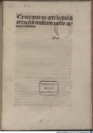 Tractatus de arte loque[n]di et tace[n]di : multum vtilis attendere volentibus