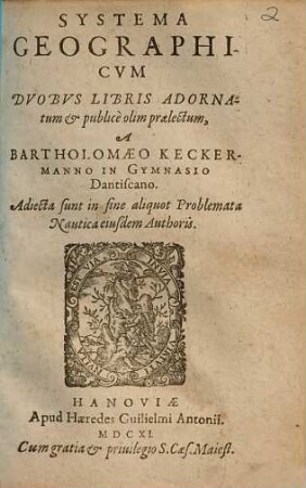 Systema Geographicum : duobus lLibris aAdornatum & publice olim praelectum