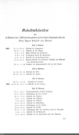 Gefechtskalender
