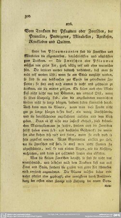 226. Vom Trocknen der Pflaumen oder Zwetschen, der Prunellen, Perdrigons, Mirabellen, Aprikosen, Renekloden und Quitten