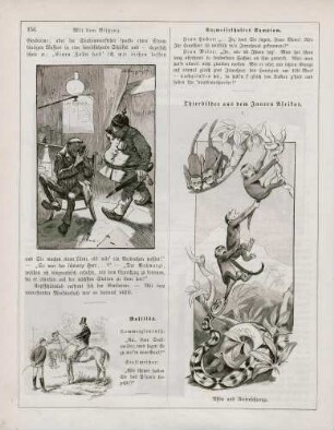 "Mit dem Blitzzug" "Malitiös" "Thierbilder aus dem Innern Afrikas"