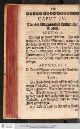 CAPUT IV. Von der Allgemeinheit Lutherischer Kirchen.