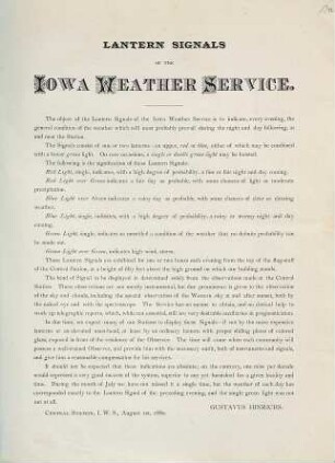 Lantern signals of the Iowa Weather Service