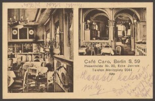 Ansichtskarte Kaffee Caro, Hasenheide Nr. 20